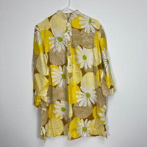 Vintage 1960'sSun Fashions of Hawaii Honolulu Floral Tunic Shirt 3/4 Sleeve